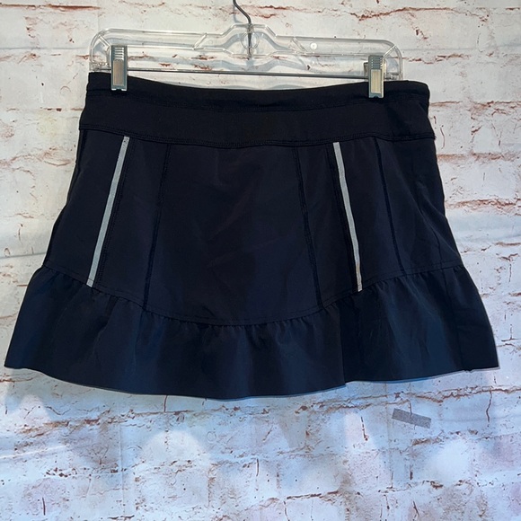 Athlete tennis skirt 8 black reflective shorts mini elastic waist pockets - Picture 1 of 14